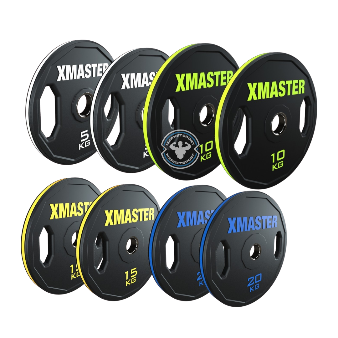 PACK 100KG DISCOS OLIMPICOS RUBBER HAND GRIP XMASTER